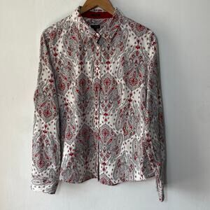 Talbots Sz 16‎ Paisley Button-Up Blouse Career Classic Old Money Mature Office